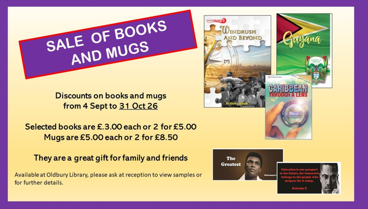 Calendar 2027 on sale for £6 each at Oldbury Library Sandwell Council House, Freeth St, Oldbury B69 3DE Phone: 0121 569 4955 Mugs and booklets are on sale